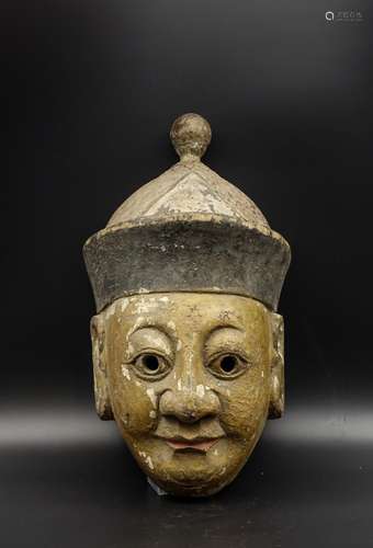 CHINESE QING DYNASTY HARDWOOD CARVED MASK