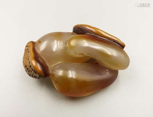 Chinese Agate Carved Peanuts Pendant