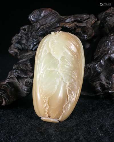 CHINESE SOAPSTONE CARVED CABBAGE