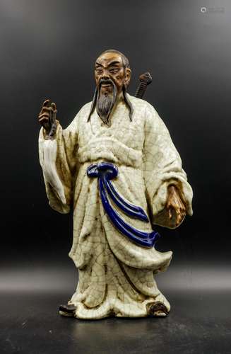 CHINESE SHI WAN GLAZED PORCELAIN FIGURE