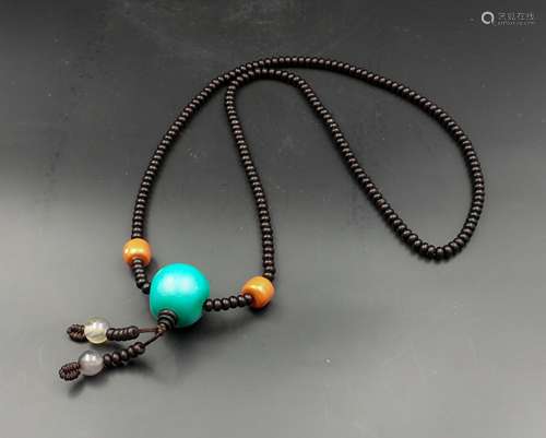 CHINESE QING TURQUOISE CORAL BEADS NECKLACE