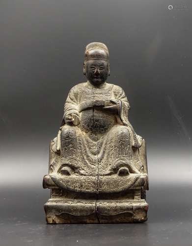 CHINESE TANGXIANG WOOD FIGURE OF OFFICIAL