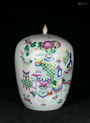 CHINESE QING DYNASTY FAMILLE ROSE JAR