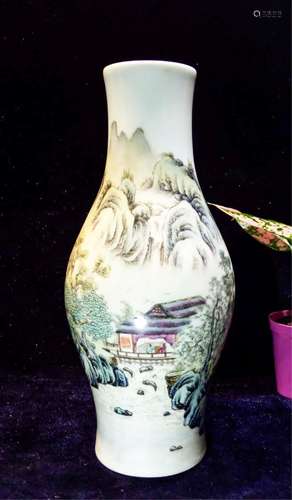 CHINESE FAMILLE ROSE OLIVE VASE