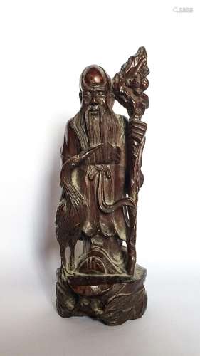 CHINESE REPUBLIC PERIOD WOOD CARVED LAOSHOU