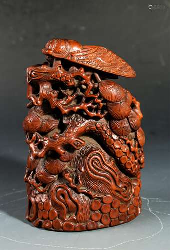 CHINESE HUANGYANG WOOD CARVED CICADA