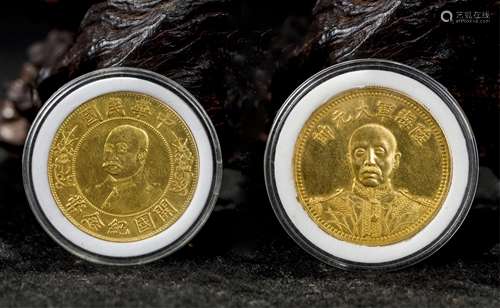 2 CHINESE REPUBLIC PERIOD GOLD COIN