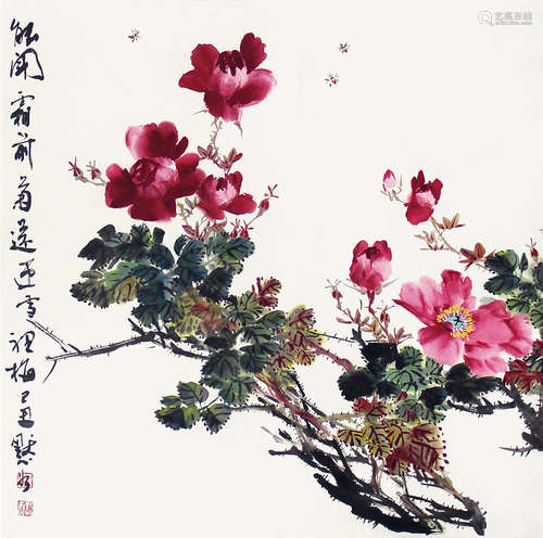 金默如 花卉 镜芯 纸本