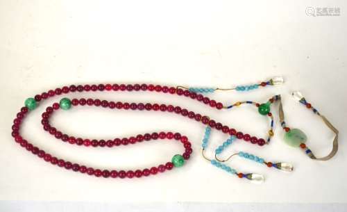 Chinese Pink Tourmaline Beads Court Necklace