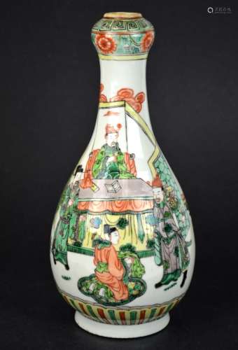 Chinese Famille Verte Garlic Head Vase