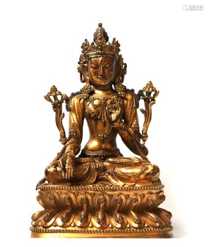 Fine Chinese Gilt Bronze Buddha Figure