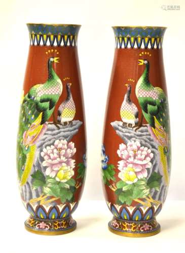 Pr Chinese Cloisonne Vases
