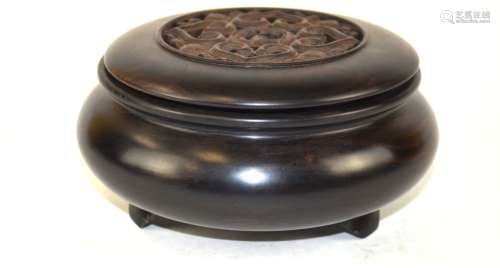 Chinese Zitan Wood Censer w/Cover