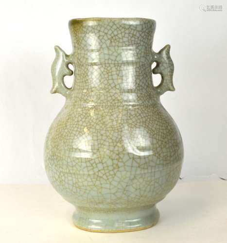 18th Cent. Chinese Celadon Glazed Crackle Vase