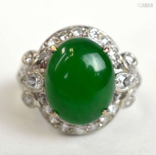 Mason Kay Cert. Jadeite Ring w/Diamonds
