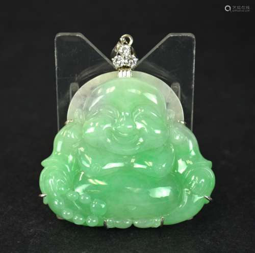 GIA Cert. Chinese Jadeite Happy Buddha Pendant