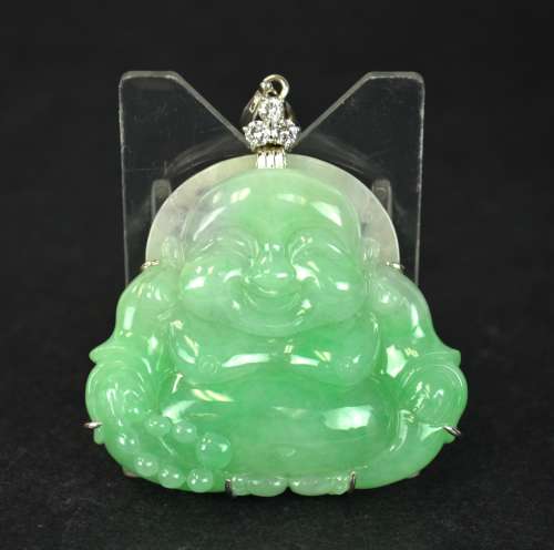 GIA Cert. Chinese Jadeite Happy Buddha Pendant
