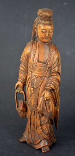 Chinese Wood Carving Figure of Guanyin
