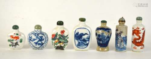 Seven Chinese Porcelain Snuff Bottles