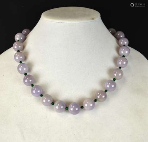 GIA Cert. 25 Lavender Jadeite Beads Necklace