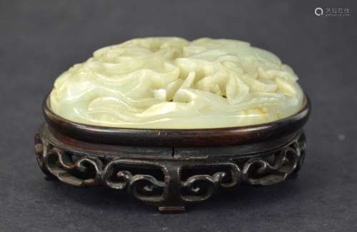 Chinese Carved Jade on Wood Stand