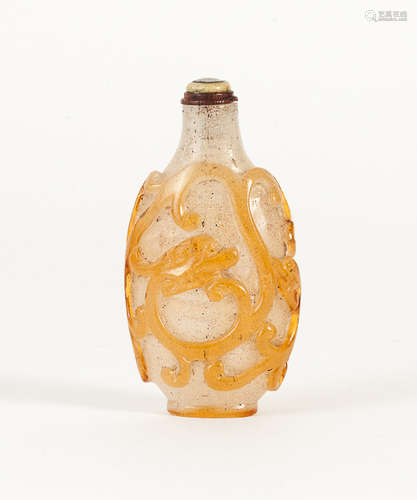 18th Chinese Antique Two-Color Overlay Glass Snuff Bottle清乾隆 琉璃套料鼻煙壺