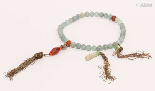 19th Chinese Antique Aquamarine Prayer beads清中晚期 海藍寶石佛珠