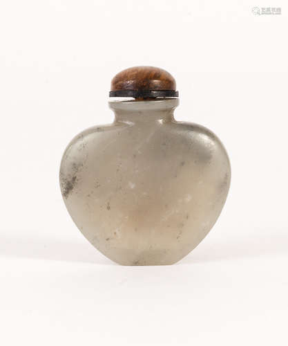 18th Chinese Antique Grey Jade Snuff Bottle清乾隆期 灰白玉荷包鼻煙壺