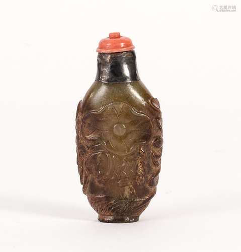 18th Chinese Antique yellow Jade Snuff Bottle清乾隆 黃玉鼻煙壺