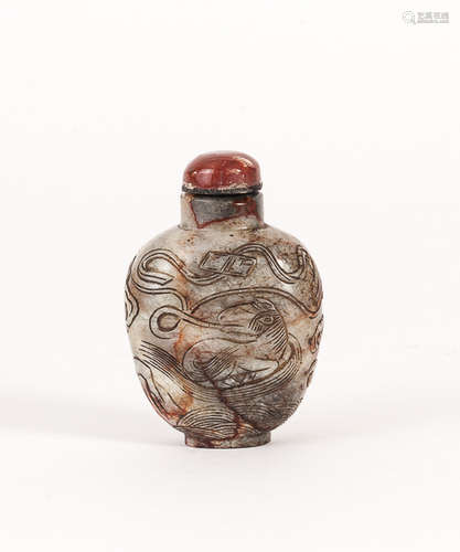 18th Chinese Antique Burned Jade Snuff Bottle清乾隆期 火燒玉仿古鼻煙壺