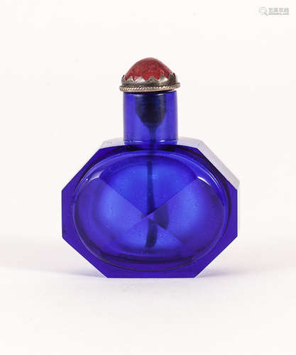 Chinese Antique Yongzheng Period Plum-coloured Glass Snuff Bottle清雍正 葡萄籽料八方壺