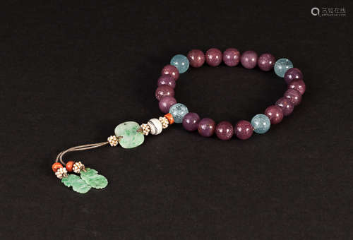 19th Chinese Antique Ruby Prayer Beads清中晚期 紅寶石十八子手訓