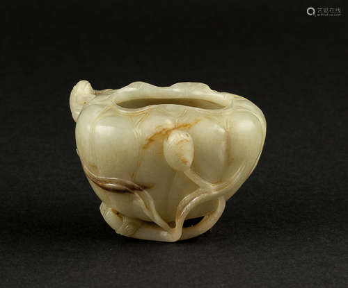 Late Ming dynasty Chinese Antique Jade Washer明晚期 白玉雕筆洗