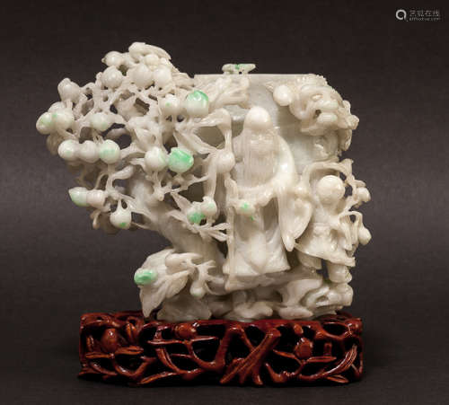 19th Chinese Antique Jadeite Decoration清 翡翠雕件