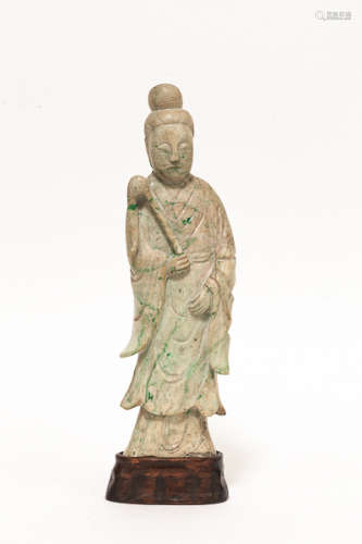 19th Chinese Antique Jadeite Kuanyin清 翡翠觀音