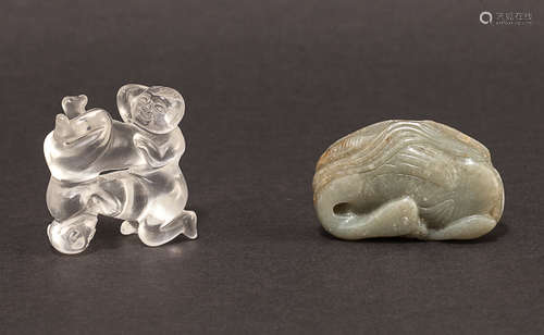 Group of Song Dynasty Jade Goose and Crystal Boy宋代玉器與水晶一組