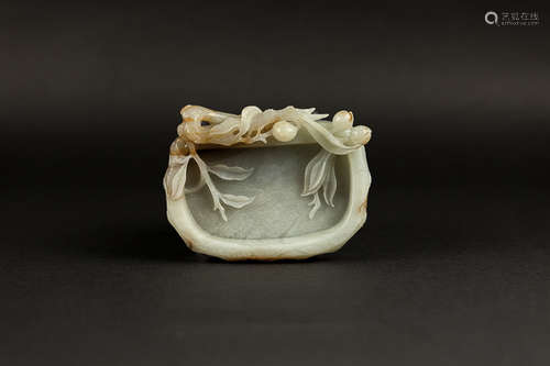 19th Chinese Antique Jade Washer清 玉雕筆洗