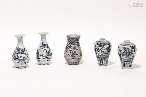 Group Chinese Antique Blue&White Vase明清瓷器一組