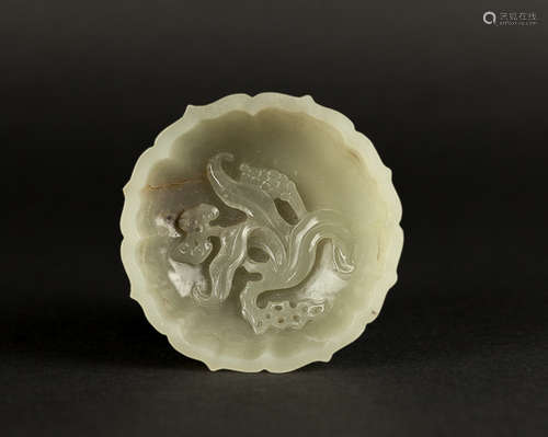 18-19th Chinese Antique Carved Jade Dish清 玉雕筆洗