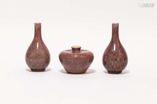 Group of Chinese Antique Monochrome Vases清 豇豆紅瓷器一組