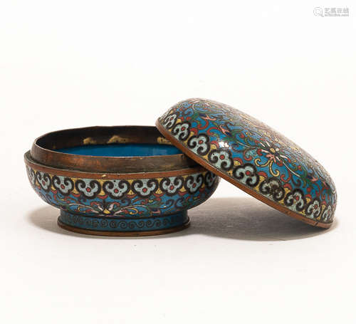 19th Chinese Antique Cloisonne Enamel Ink Box清晚期 掐絲琺瑯印盒