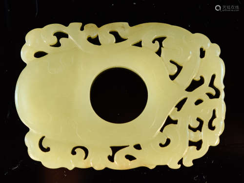 Chinese Yellow Green Jade Plaque