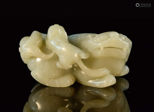 Chinese Celadon Jade Beast