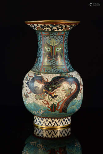 Chinese Cloisonné Vase with Dragon Motif