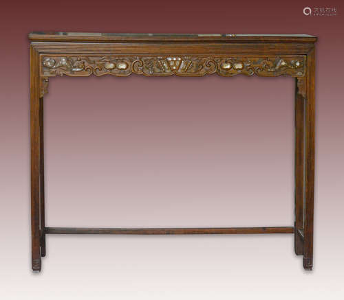 Chinese Tall Rosewood Side Table with Carved Ruyi Decoration