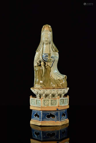 Chinese Porcelain Kuanyin on Lotus Base