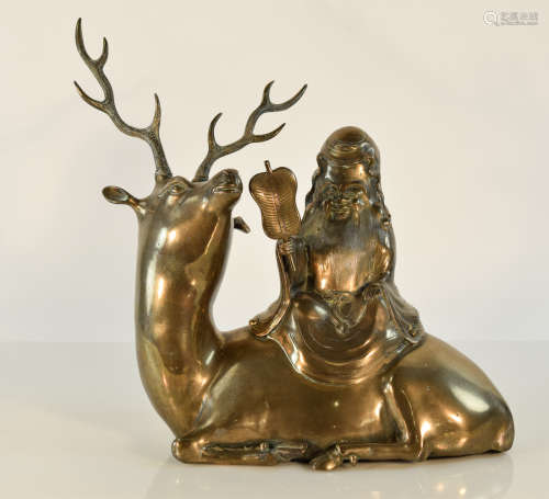 Japanese Bronze Censer Shoulao on Deer