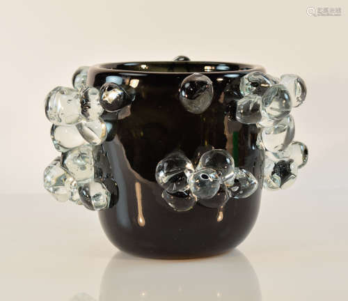 Modern Art Glass Vase of Grape Motif