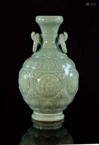 Japanese Celadon Studio Porcelain Vase - Shousan