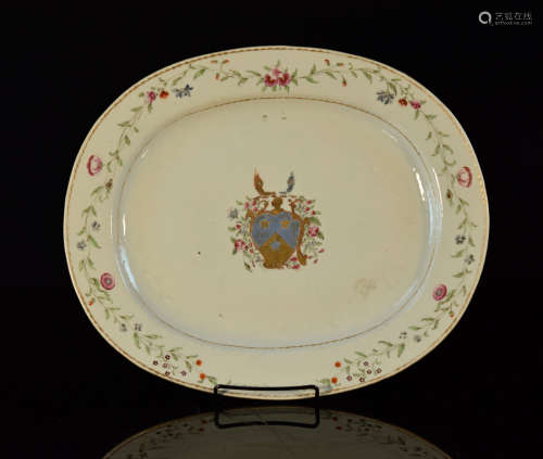 Chinese Export Porcelain Platter with Knight Crest